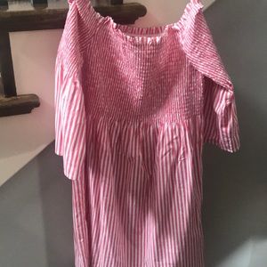 Michael Kors Off the shoulder Pink stripe dress
